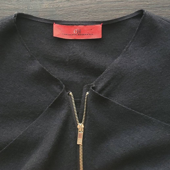 Carolina Herrera Dress Black Wool Ruffle VINTAGE - Picture 7 of 10